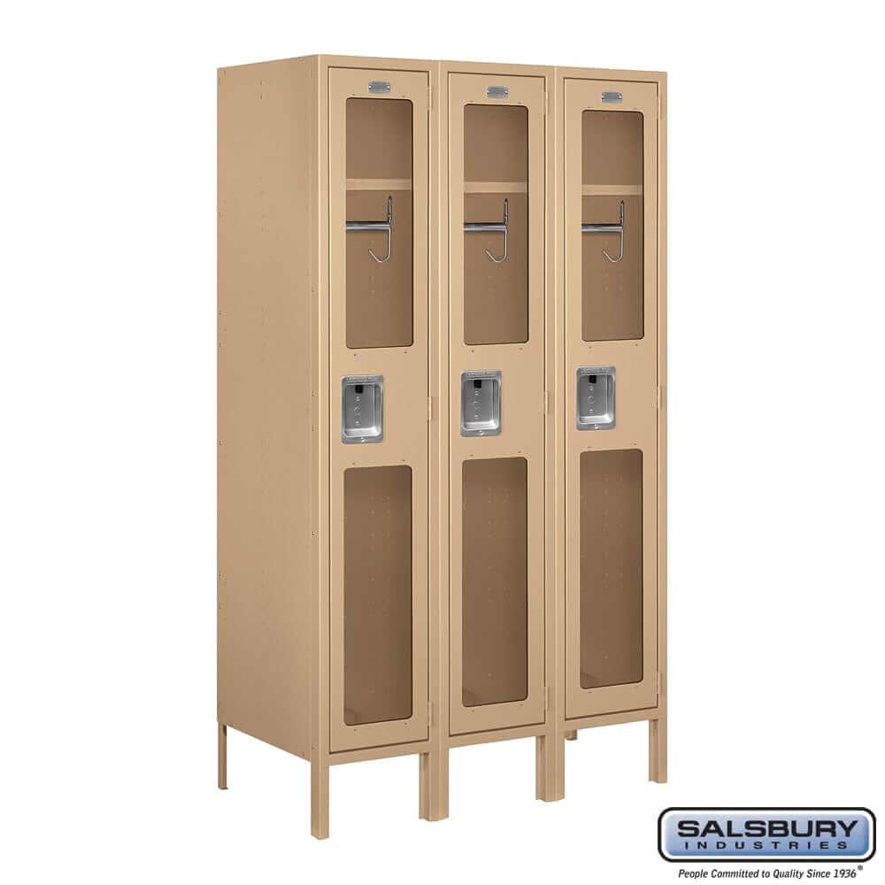 Metal Lockers: See-Through Steel Locker - 1 Tier, 3 Wide - Tan - Salsbury Industries