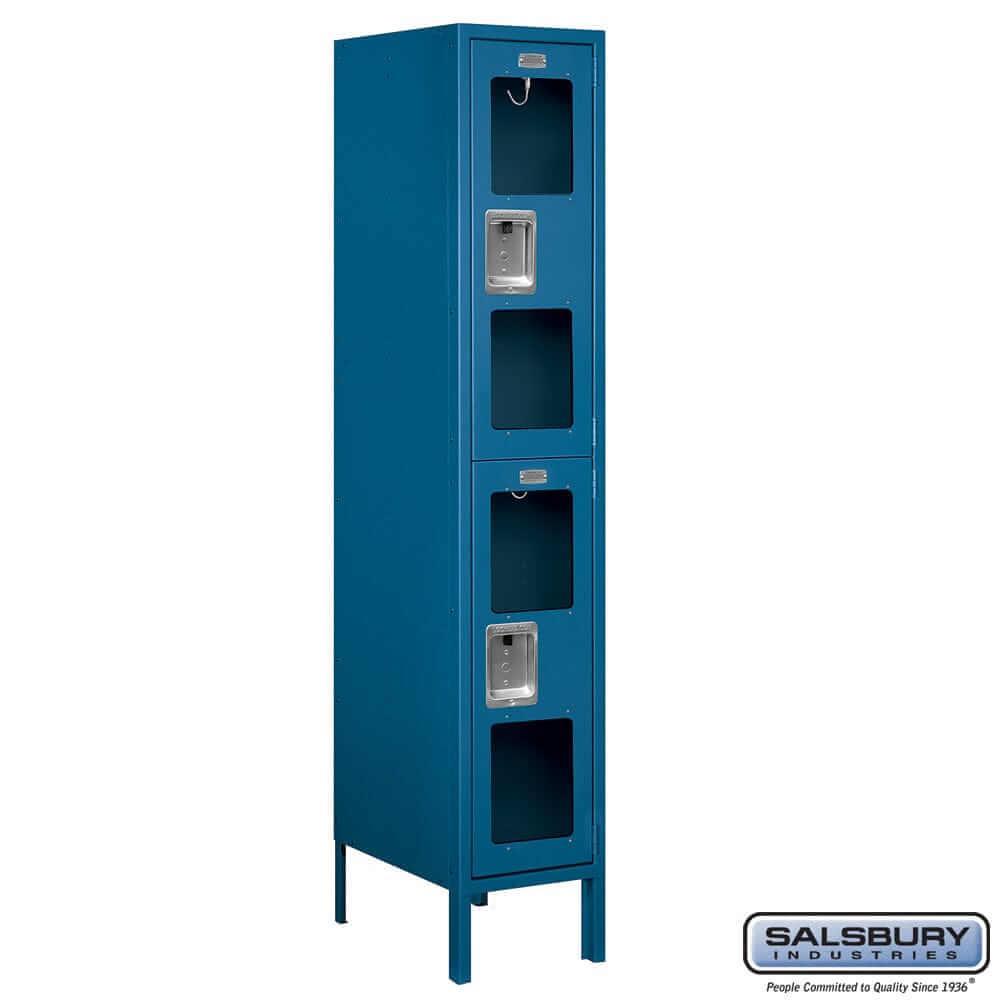 Metal Lockers: See-Through Steel Locker - 2 Tier, 1 Wide - Blue - Salsbury Industries