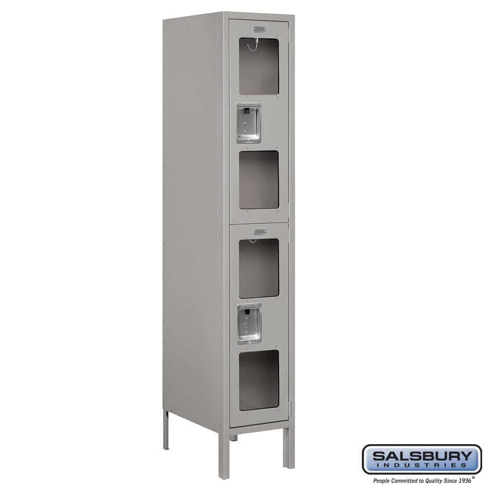 Metal Lockers: See-Through Steel Locker - 2 Tier, 1 Wide - Gray - Salsbury Industries