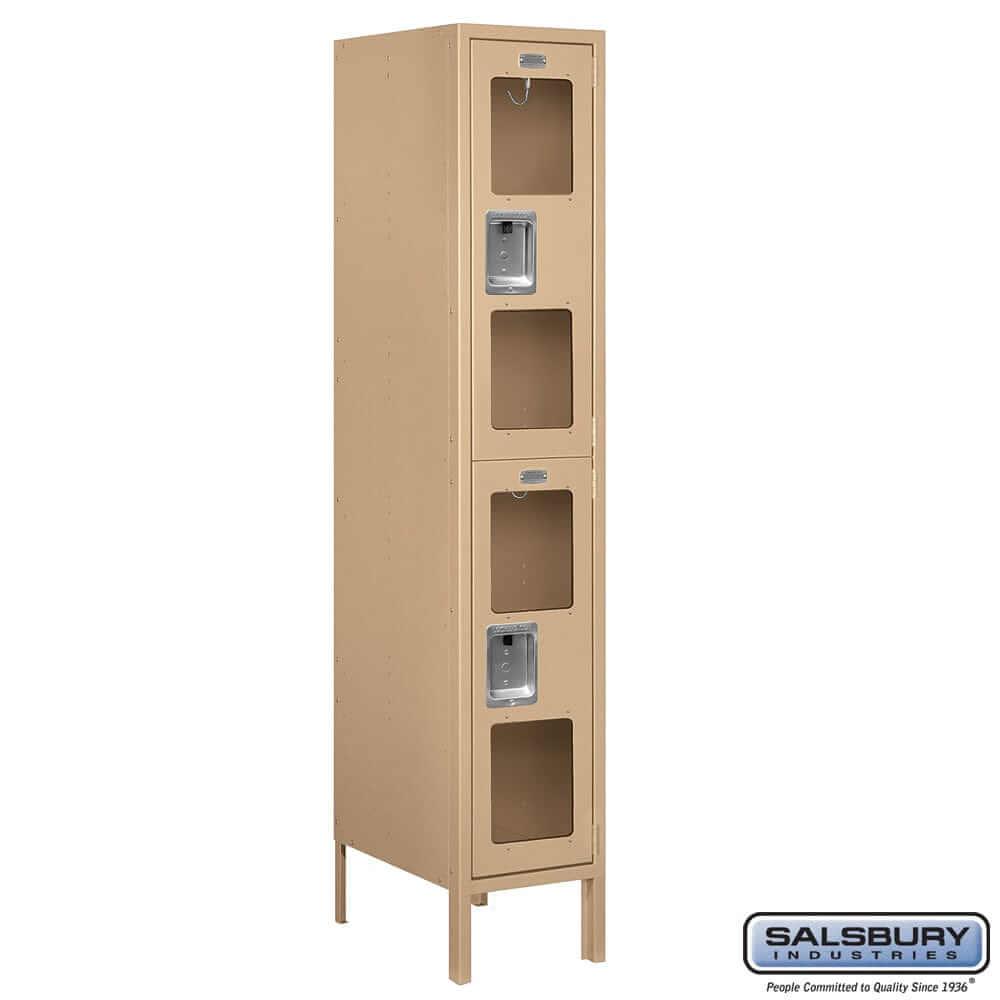 Metal Lockers: See-Through Steel Locker - 2 Tier, 1 Wide - Tan - Salsbury Industries