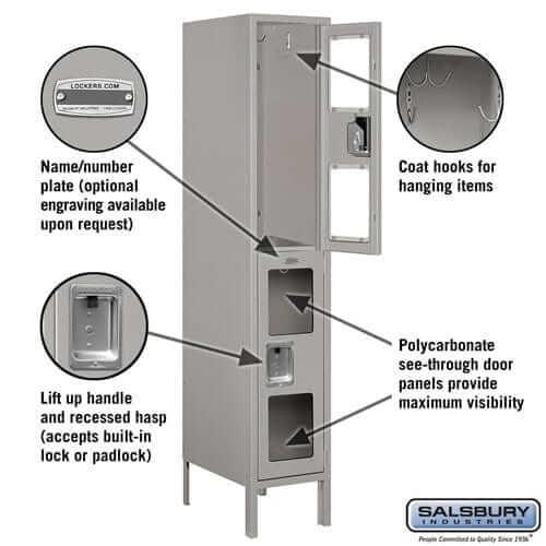Salsbury Industries See-Through Steel Locker — 2 Tier, 1 Wide YourLockerStore
