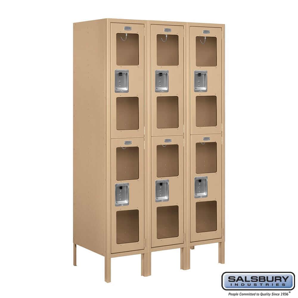 Metal Lockers: See-Through Steel Locker - 2 Tier, 3 Wide - Tan - Salsbury Industries