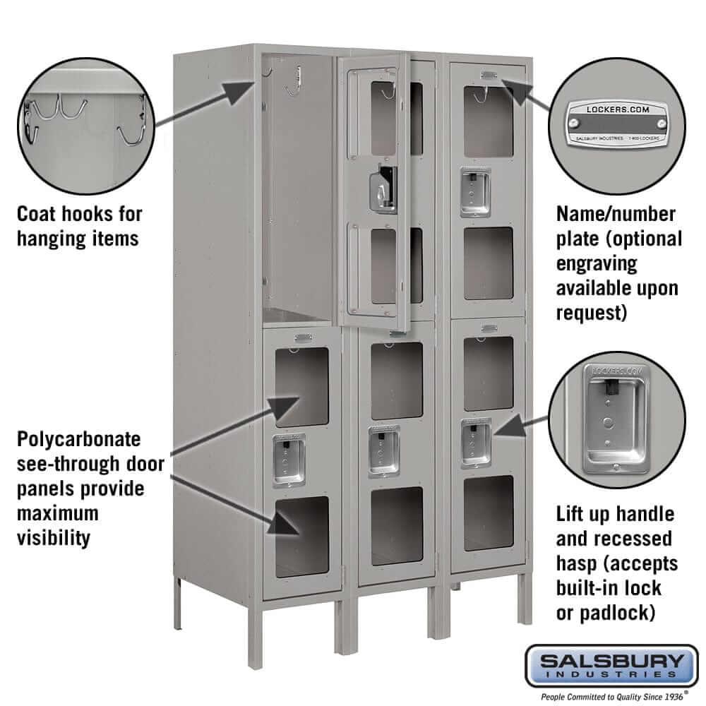 Salsbury Industries See-Through Steel Locker — 2 Tier, 3 Wide YourLockerStore