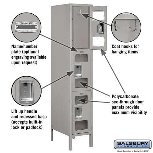 Salsbury Industries See-Through Steel Locker — 3 Tier, 1 Wide YourLockerStore