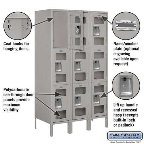Salsbury Industries See-Through Steel Locker — 3 Tier, 3 Wide YourLockerStore