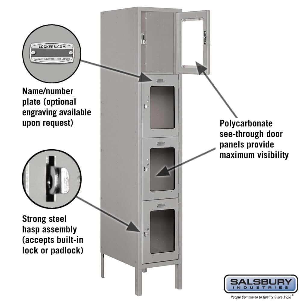 Salsbury Industries See-Through Steel Locker — 4 Tier, 1 Wide YourLockerStore
