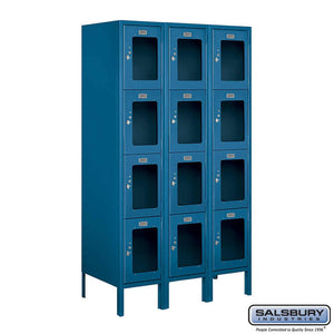 Metal Lockers: See-Through Steel Locker - 4 Tier, 3 Wide - Blue - Salsbury Industries