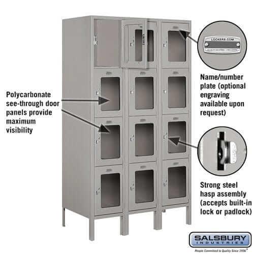 Salsbury Industries See-Through Steel Locker — 4 Tier, 3 Wide YourLockerStore