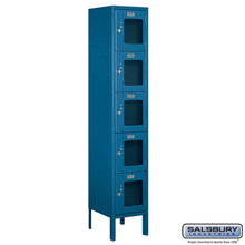Load image into Gallery viewer, Metal Lockers: See-Through Steel Locker - Box Style - 5 Tier, 1 Wide - Blue - Salsbury Industries