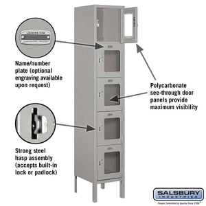 Salsbury Industries See-Through Steel Locker — Box Style — 5 Tier, 1 Wide YourLockerStore