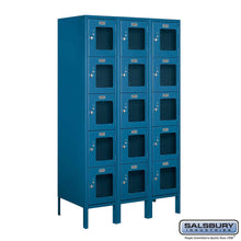 Load image into Gallery viewer, Metal Lockers: See-Through Steel Locker - Box Style - 5 Tier, 3 Wide - Blue - Salsbury Industries