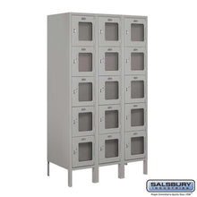 Load image into Gallery viewer, Metal Lockers: See-Through Steel Locker - Box Style - 5 Tier, 3 Wide - Gray - Salsbury Industries