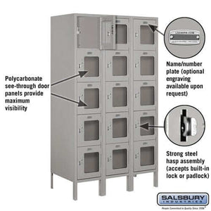 Salsbury Industries See-Through Steel Locker — Box Style — 5 Tier, 3 Wide YourLockerStore