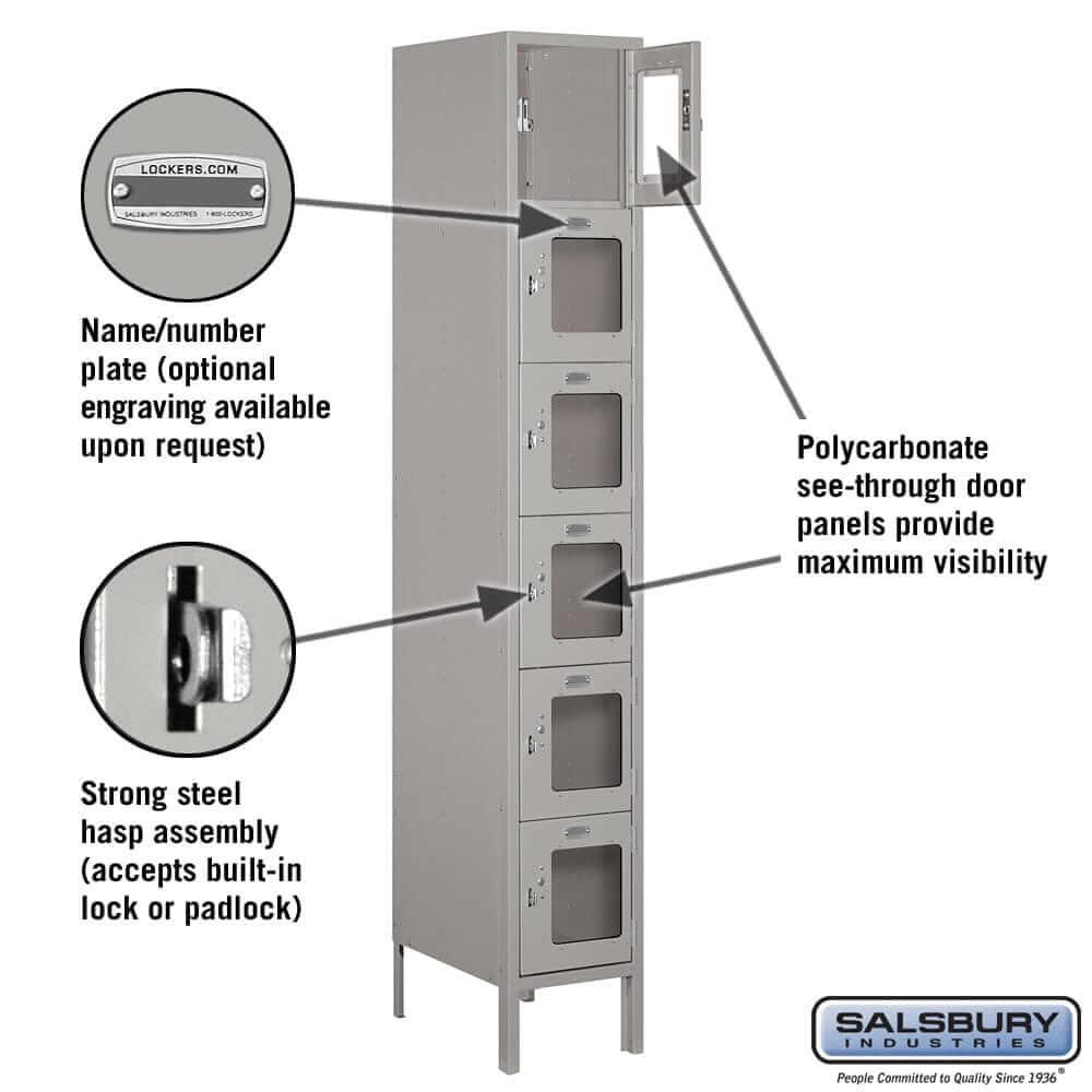 Salsbury Industries See-Through Steel Locker — Box Style — 6 Tier, 1 Wide YourLockerStore