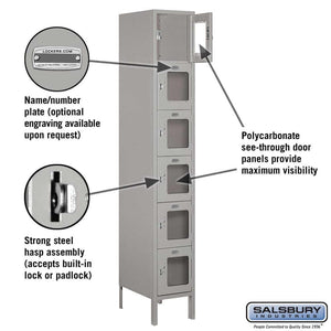 Salsbury Industries See-Through Steel Locker — Box Style — 6 Tier, 1 Wide YourLockerStore