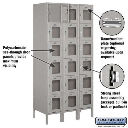 Salsbury Industries See-Through Steel Locker — Box Style — 6 Tier, 3 Wide YourLockerStore