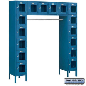 Metal Lockers: See-Through Steel Locker - Bridge Style - 6 Tier, 16 Boxes - Blue - Salsbury Industries