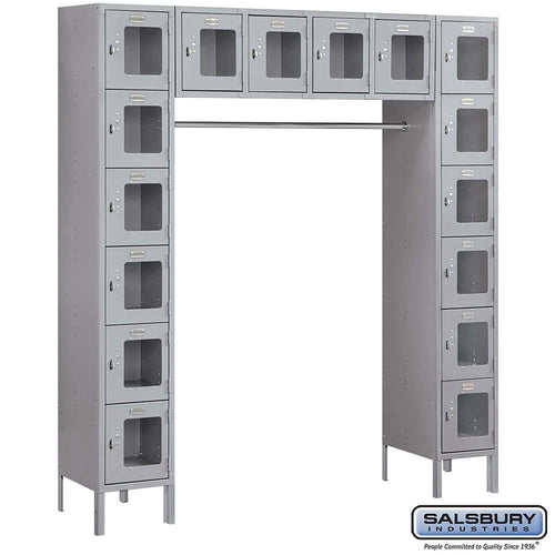 Metal Lockers: See-Through Steel Locker - Bridge Style - 6 Tier, 16 Boxes - Gray - Salsbury Industries