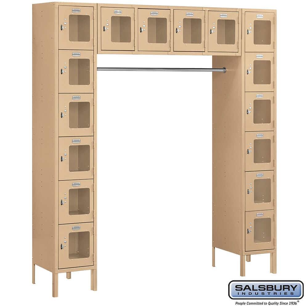 Metal Lockers: See-Through Steel Locker - Bridge Style - 6 Tier, 16 Boxes - Tan - Salsbury Industries
