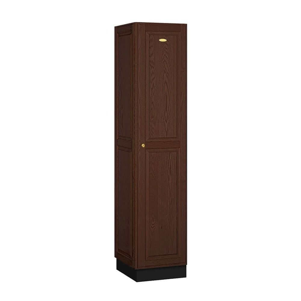 Wood Lockers: Solid Oak Executive Wood Locker - 1 Tier, 1 Wide - Dark Oak - Salsbury Industries