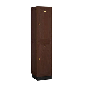 Wood Lockers: Solid Oak Executive Wood Locker - 2 Tier, 1 Wide - Dark Oak - Salsbury Industries