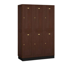 Load image into Gallery viewer, Wood Lockers: Solid Oak Executive Wood Locker - 2 Tier, 3 Wide - Dark Oak - Salsbury Industries