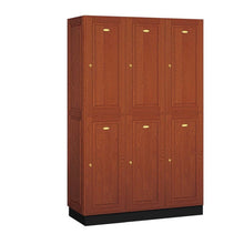 Load image into Gallery viewer, Wood Lockers: Solid Oak Executive Wood Locker - 2 Tier, 3 Wide - Medium Oak - Salsbury Industries