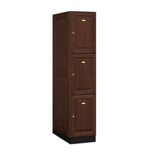 Load image into Gallery viewer, Wood Lockers: Solid Oak Executive Wood Locker - 3 Tier, 1 Wide - Dark Oak - Salsbury Industries