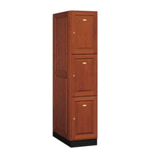 Load image into Gallery viewer, Wood Lockers: Solid Oak Executive Wood Locker - 3 Tier, 1 Wide - Medium Oak - Salsbury Industries