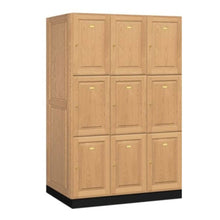 Load image into Gallery viewer, Wood Lockers: Solid Oak Executive Wood Locker - 3 Tier, 3 Wide - Light Oak - Salsbury Industries