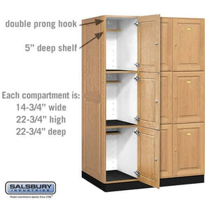 Salsbury Industries Solid Oak Executive Wood Locker — 3 Tier, 3 Wide YourLockerStore