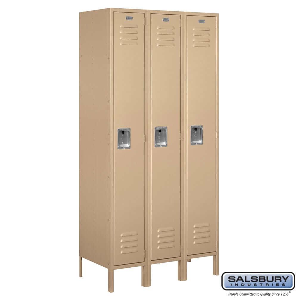 Metal Lockers: Standard Steel Locker - 1 Tier, 3 Wide - Tan - Salsbury Industries