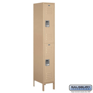 Metal Lockers: Standard Steel Locker - 2 Tier, 1 Wide - Tan - Salsbury Industries