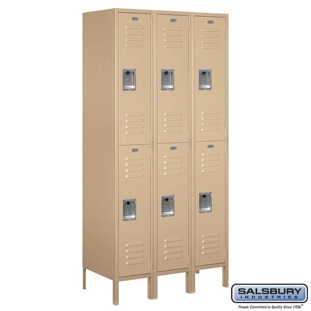 Metal Lockers: Standard Steel Locker - 2 Tier, 3 Wide - Tan - Salsbury Industries