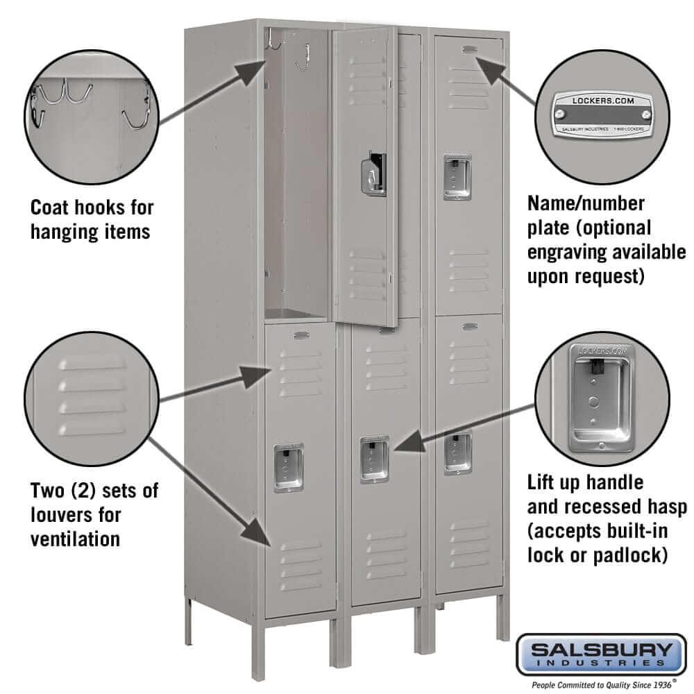Salsbury Industries Standard Steel Locker — 2 Tier, 3 Wide YourLockerStore