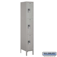 Load image into Gallery viewer, Metal Lockers: Standard Steel Locker - 3 Tier, 1 Wide - Gray - Salsbury Industries