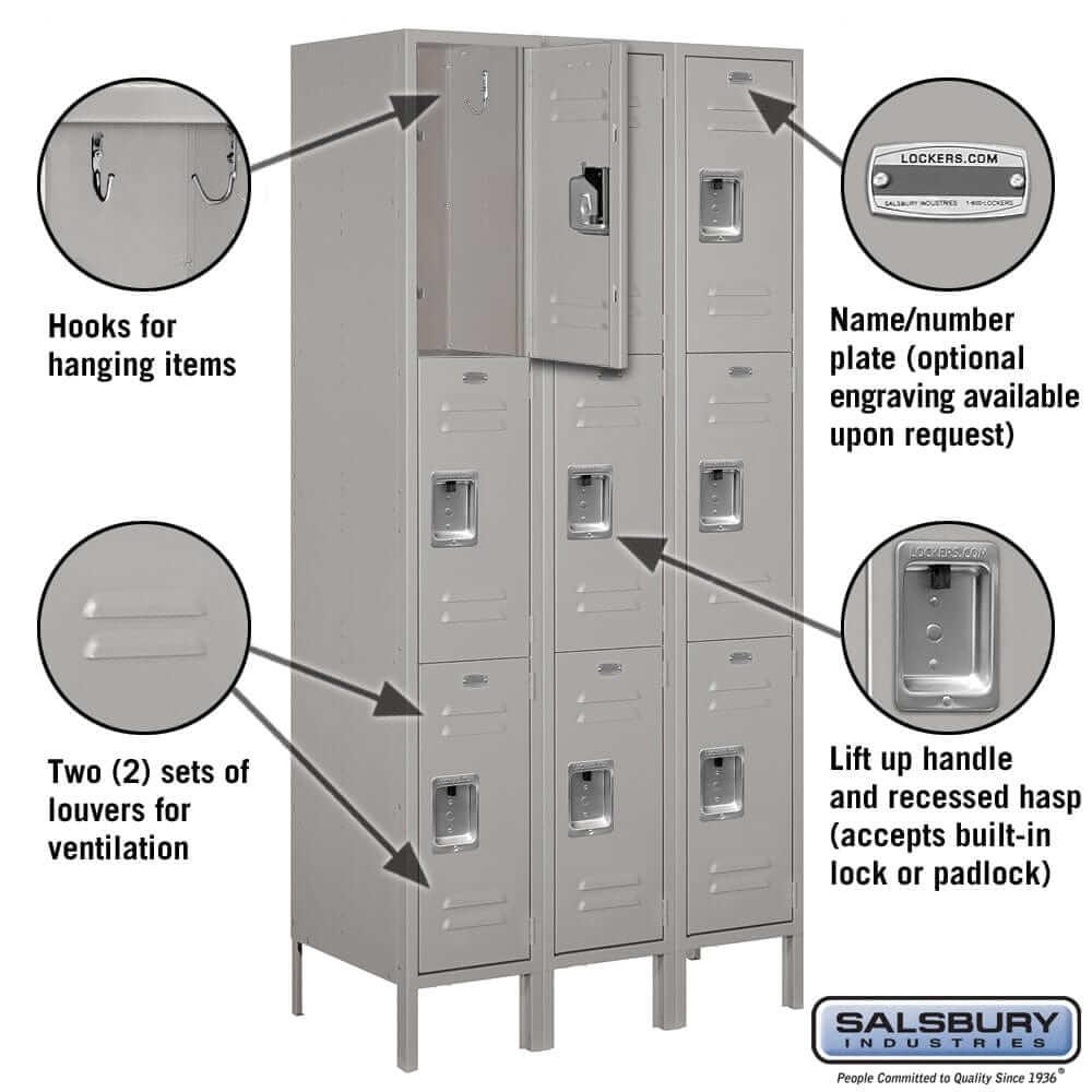 Salsbury Industries Standard Steel Locker — 3 Tier, 3 Wide YourLockerStore