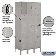 Load image into Gallery viewer, Salsbury Industries Standard Steel Locker — 4 Tier, 3 Wide YourLockerStore