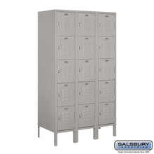 Load image into Gallery viewer, Metal Lockers: Standard Steel Locker - Box Style - 5 Tier, 3 Wide - Gray - Salsbury Industries