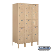 Load image into Gallery viewer, Metal Lockers: Standard Steel Locker - Box Style - 5 Tier, 3 Wide - Tan - Salsbury Industries