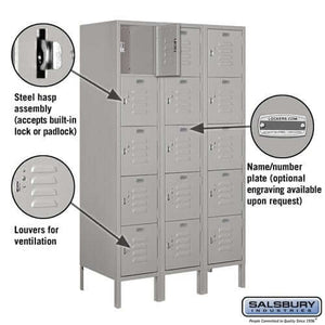 Salsbury Industries Standard Steel Locker — Box Style — 5 Tier, 3 Wide YourLockerStore