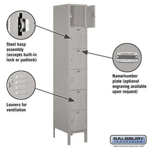 Salsbury Industries Standard Steel Locker — Box Style — 6 Tier, 1 Wide YourLockerStore
