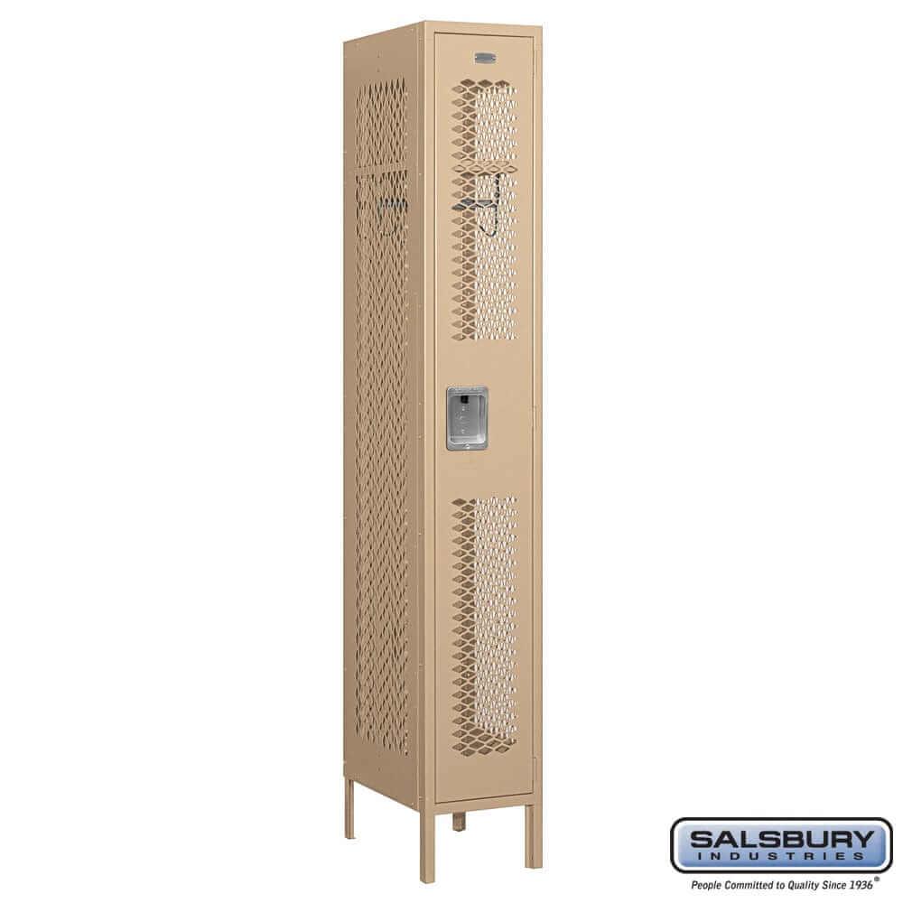 Metal Lockers: Vented Steel Locker - 1 Tier, 1 Wide - Tan - Salsbury Industries