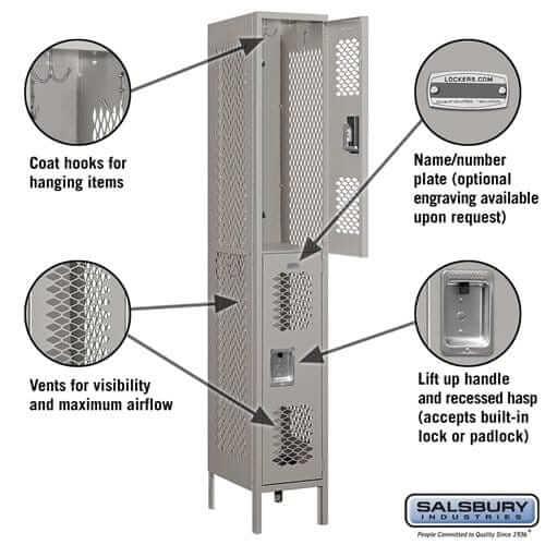 Salsbury Industries Vented Steel Locker — 2 Tier, 1 Wide YourLockerStore