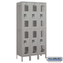 Load image into Gallery viewer, Metal Lockers: Vented Steel Locker - 2 Tier, 3 Wide - Gray - Salsbury Industries