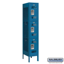 Load image into Gallery viewer, Metal Lockers: Vented Steel Locker - 3 Tier, 1 Wide - Blue - Salsbury Industries
