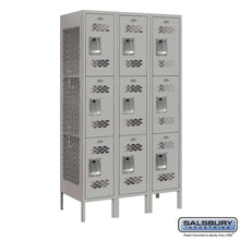 Load image into Gallery viewer, Metal Lockers: Vented Steel Locker - 3 Tier, 3 Wide - Gray - Salsbury Industries