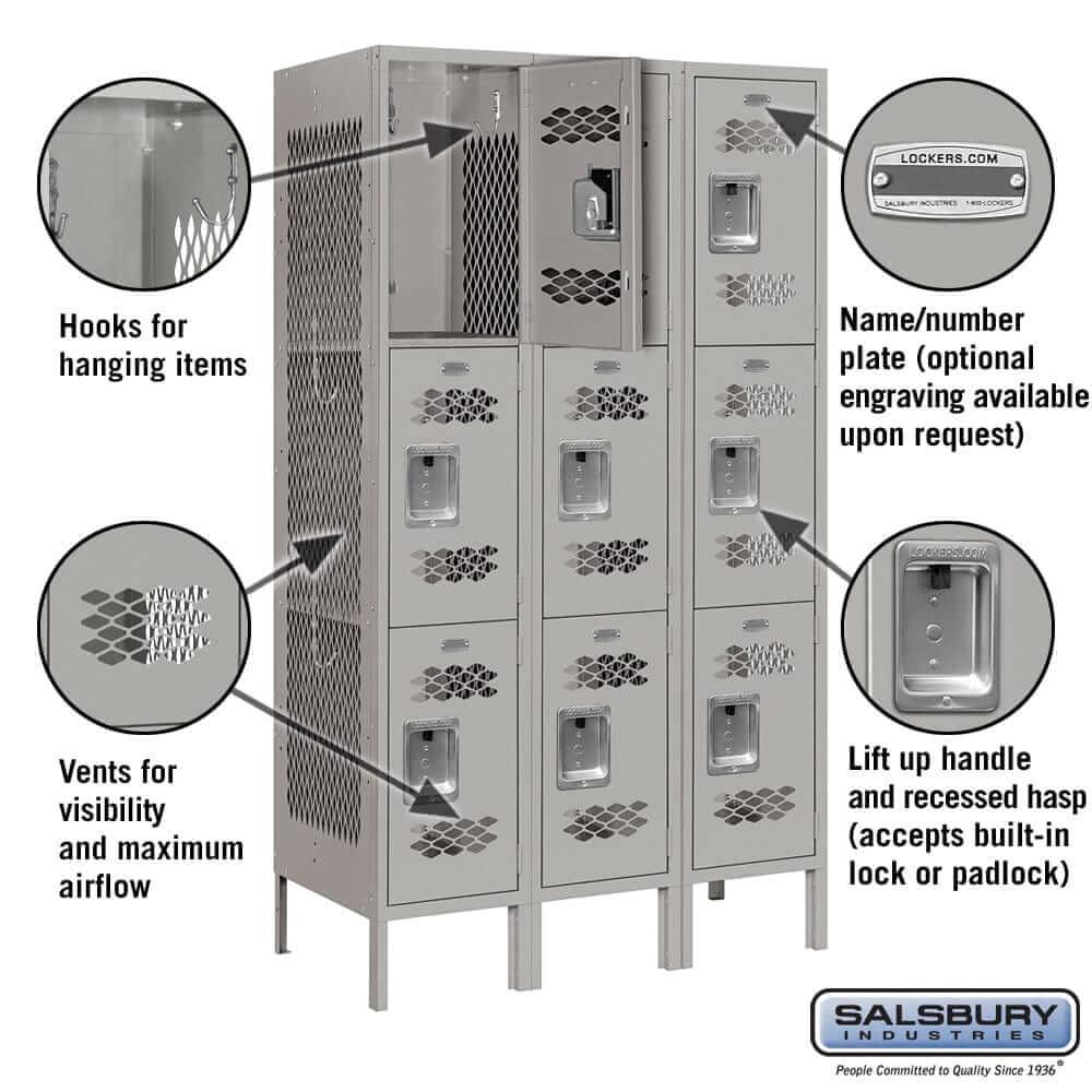 Salsbury Industries Vented Steel Locker — 3 Tier, 3 Wide YourLockerStore