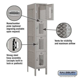 Salsbury Industries Vented Steel Locker — 4 Tier, 1 Wide YourLockerStore