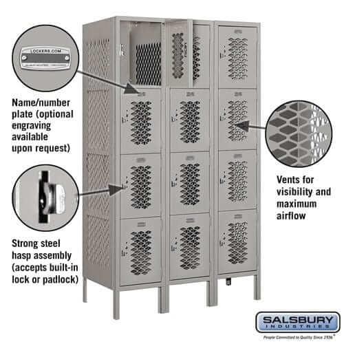 Salsbury Industries Vented Steel Locker — 4 Tier, 3 Wide YourLockerStore